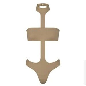 NWT SKIMS SWIM CUT OUT HALTER MONOKINI ONE PIECE SWIMSUIT DESERT